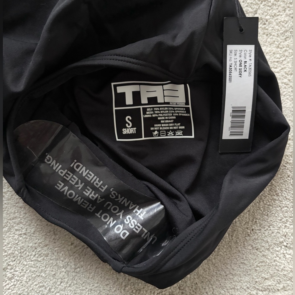 Ta3 One Sidey One Piece Swim Suit Solid Black Size S Short NWT - Picture 5 of 5